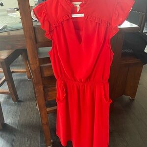 Red Ruffle Sleeve Dress